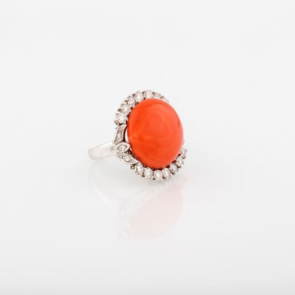 ANELLO CON SPOLA DI CORALLO CERASUOLO