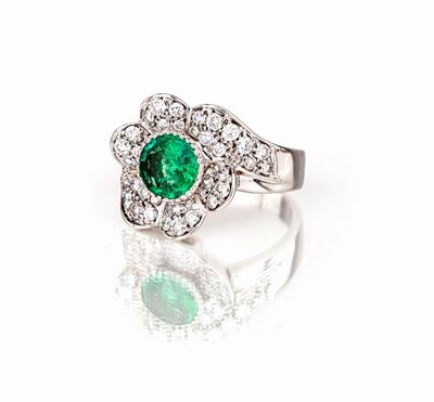 Anello in Oro, Smeraldo e Brillanti