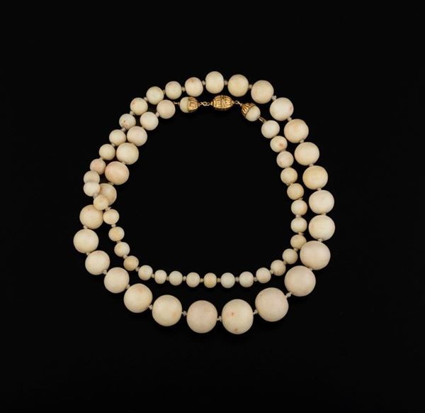 COLLANA DI CORALLO BIANCO- ROSA