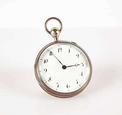 Orologio da Tasca in Argento Movimento a Ripetizione a Quarti su Gong, Carica a Chiavetta Scappam...