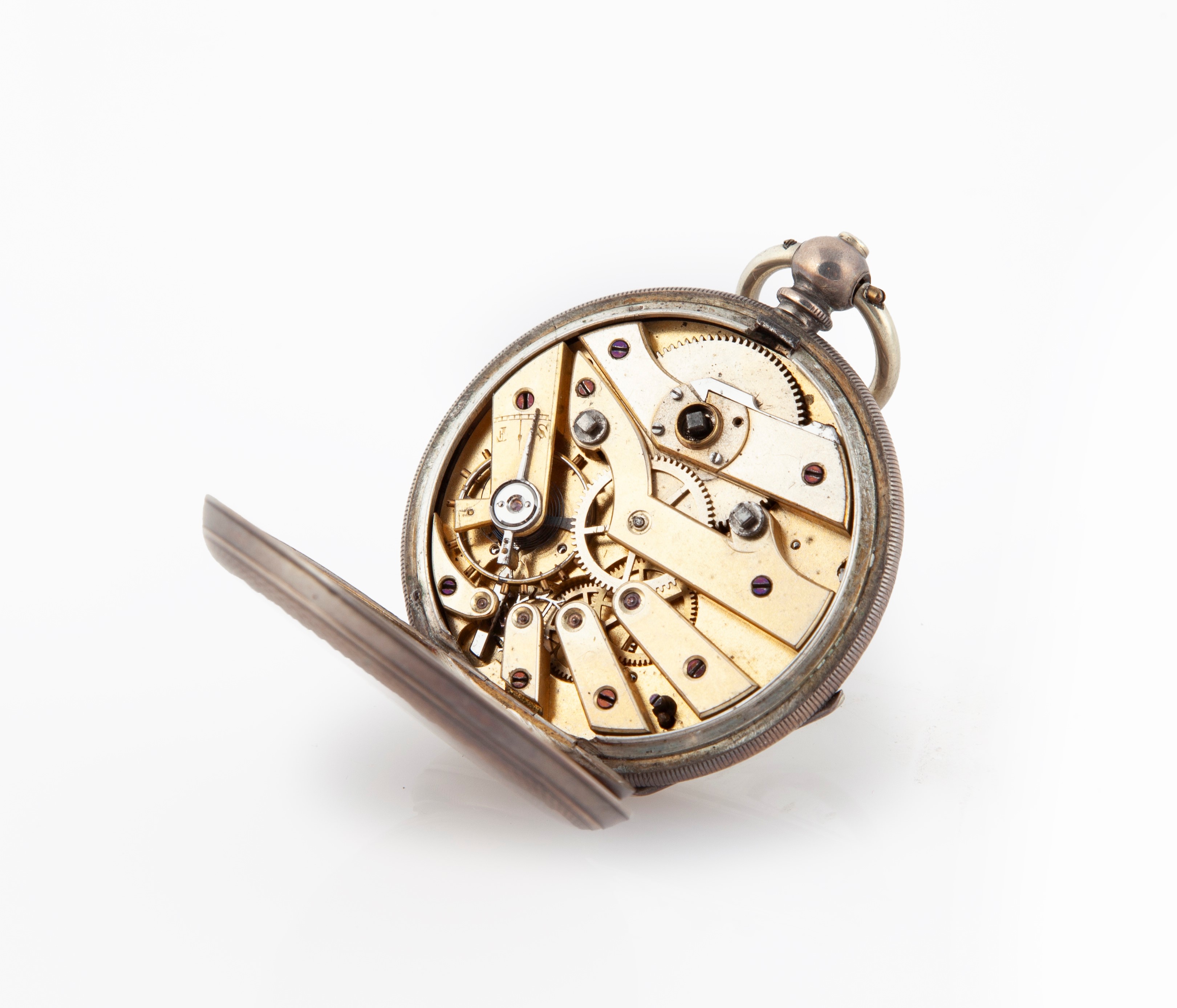 Orologio da Tasca con Cassa in Argento con Meccanica a Doppio Fuso Orario. Scappamento Ad Ancora,...
