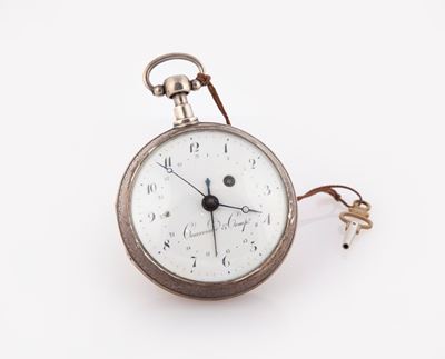 Courvoisier & Compagnie - Orologio da Tasca in Argento con Calendario e Ripetizione a Quarti a Ca...