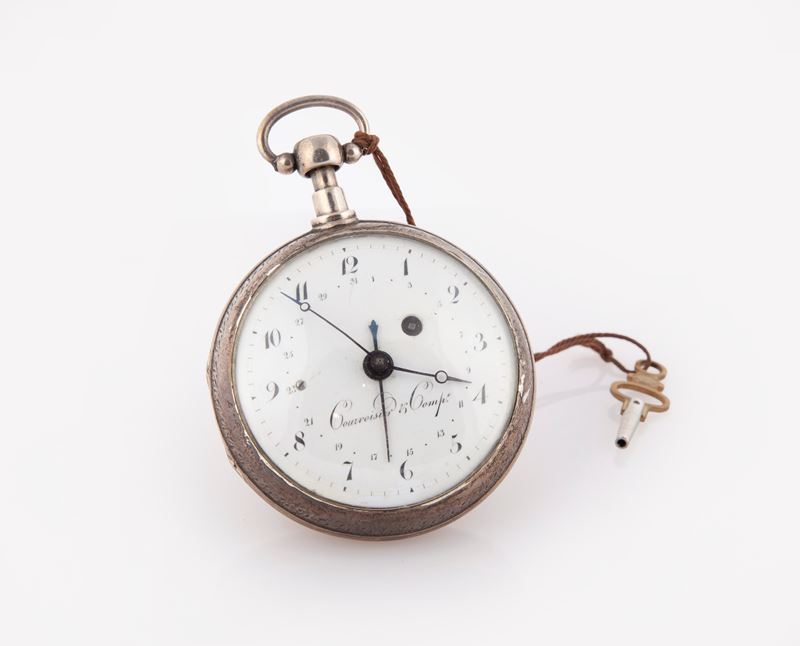 Courvoisier & Compagnie - Orologio da Tasca in Argento con Calendario e Ripetizione a Quarti a Ca...