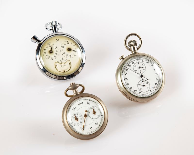 1) Junghans - Cronometro di Precisione da Tasca a Carica Remontoir in Metallo Cromato 2) - Cronom...