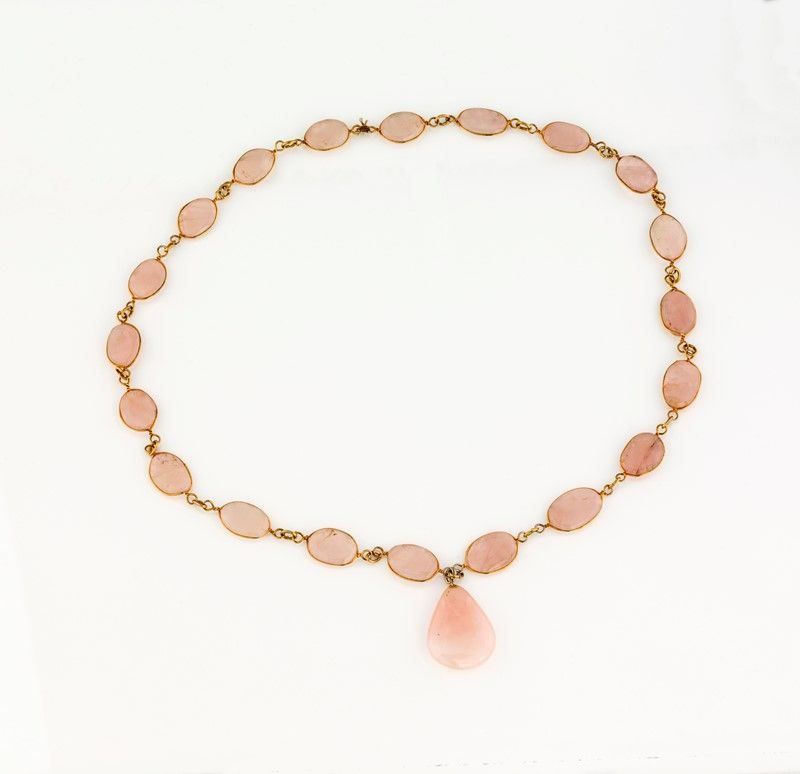 Collana di Quarzo Rosa e Oro