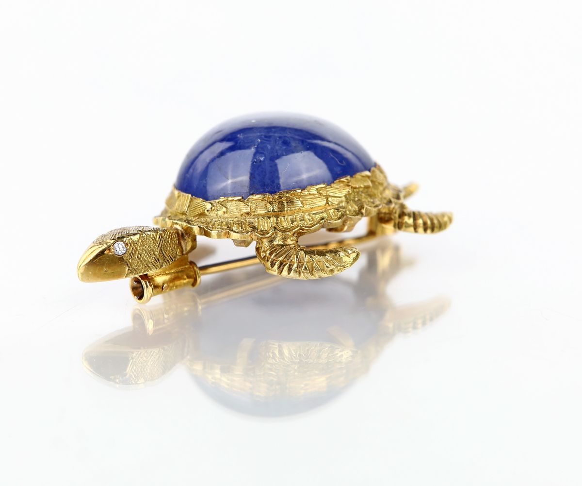 Spilla Animalier in Oro e Zaffiro