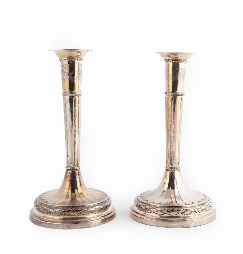 Coppia di Candelieri in Argento, Roma, Fine del XVIII/inizi del XIX Secolo