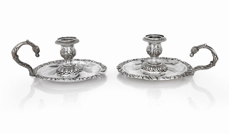 Coppia di Bugie in Argento 834/000, Napoli, 1832 - 1872