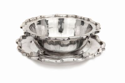 Dodici Coppette con Piattino in Argento 800/000, Punzone Venezia Leone in Moeca, Fine del XIX/ini...