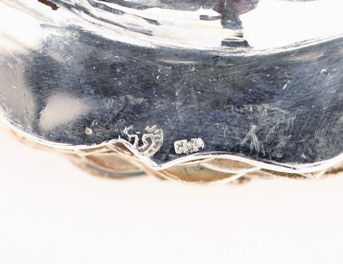 Dodici Piattini Sotto Bicchiere in Argento 800/000, Punzone Venezia Leone in Moeca