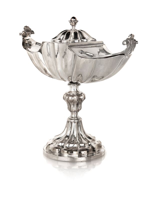 Navicella per incenso in argento, Roma, Stato Pontificio, 1815 - 1870