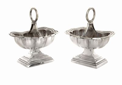 Coppia di Saliere in Argento 834/1000, Napoli, 1832 - 1872, Argentiere L.r.