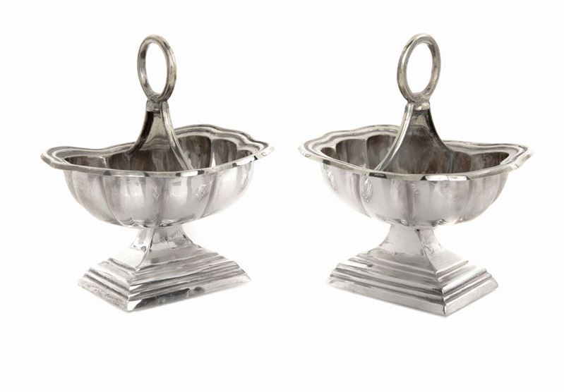 Coppia di Saliere in Argento 834/1000, Napoli, 1832 - 1872, Argentiere L.r.
