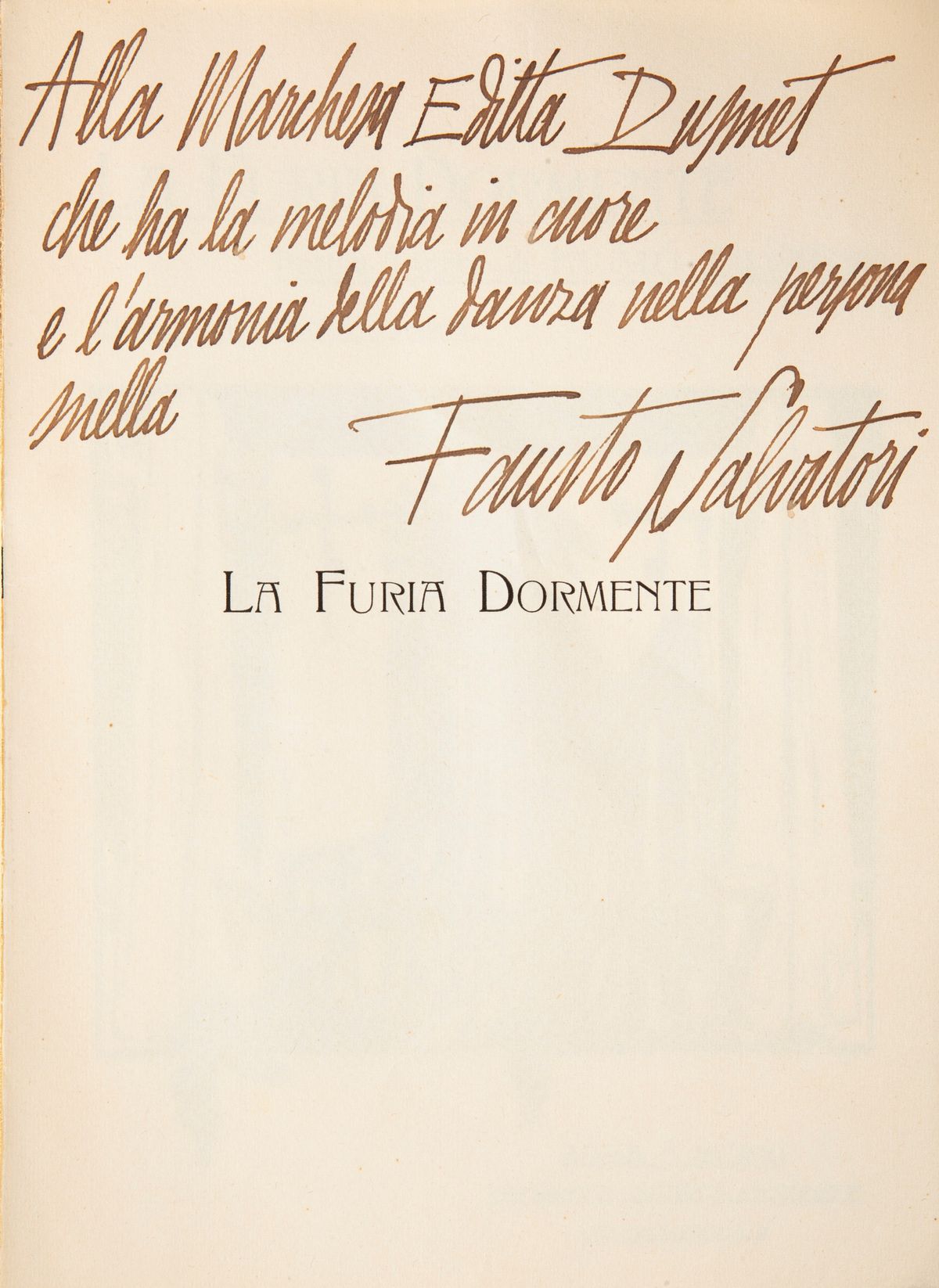 Fausto Salvatori - la Furia Dormiente Poema Tragico. Duilio Cambellotti Ornavit