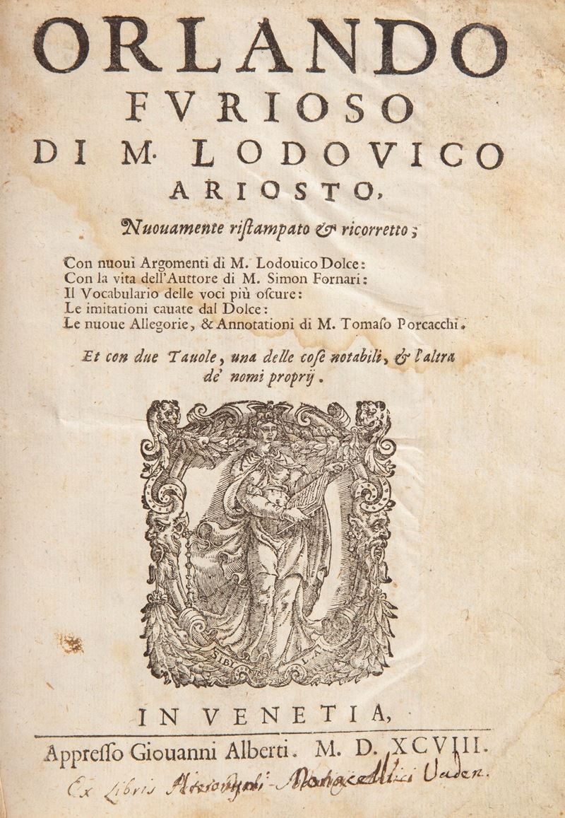 Ludovico Ariosto - Orlando Furioso. Nuovamente ristampato e corretto Con nuovi argomenti di M. Lo...