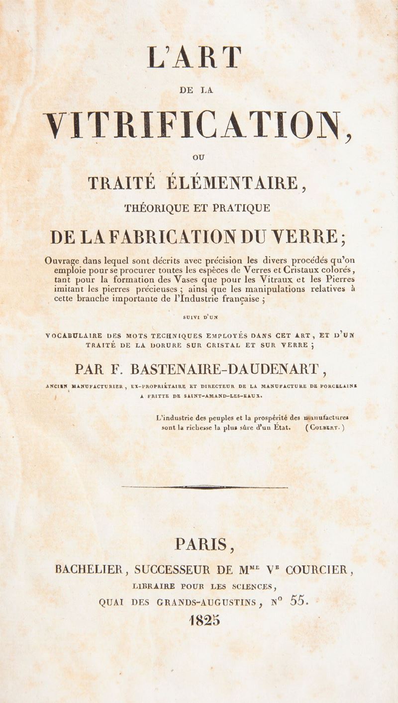 F. Bastenaire-Daudenart - L'art de la Vetrification Ou Traité Élémentaire, Théorique Et Pratique ...