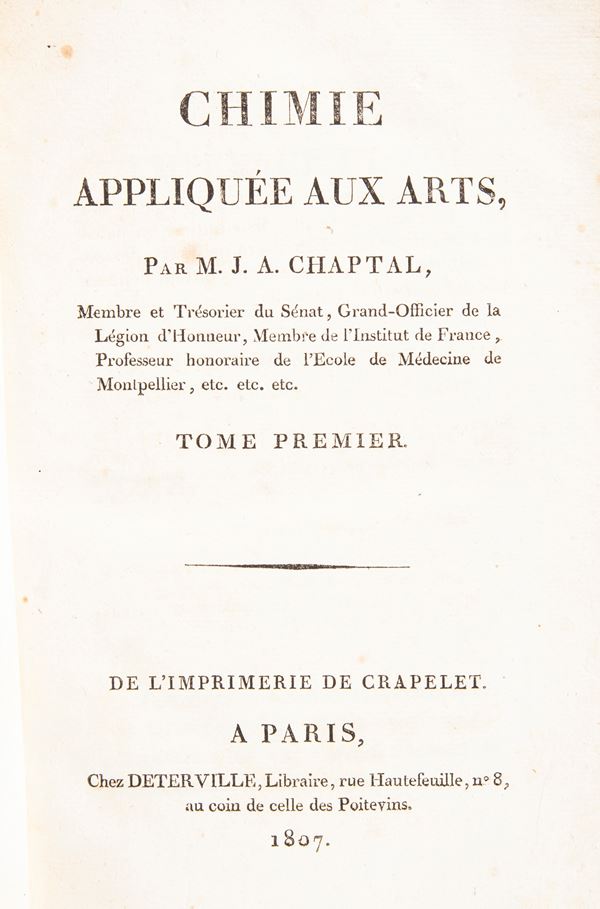 Jean Antoine Chaptal - Chimie appliquee aux Arts 