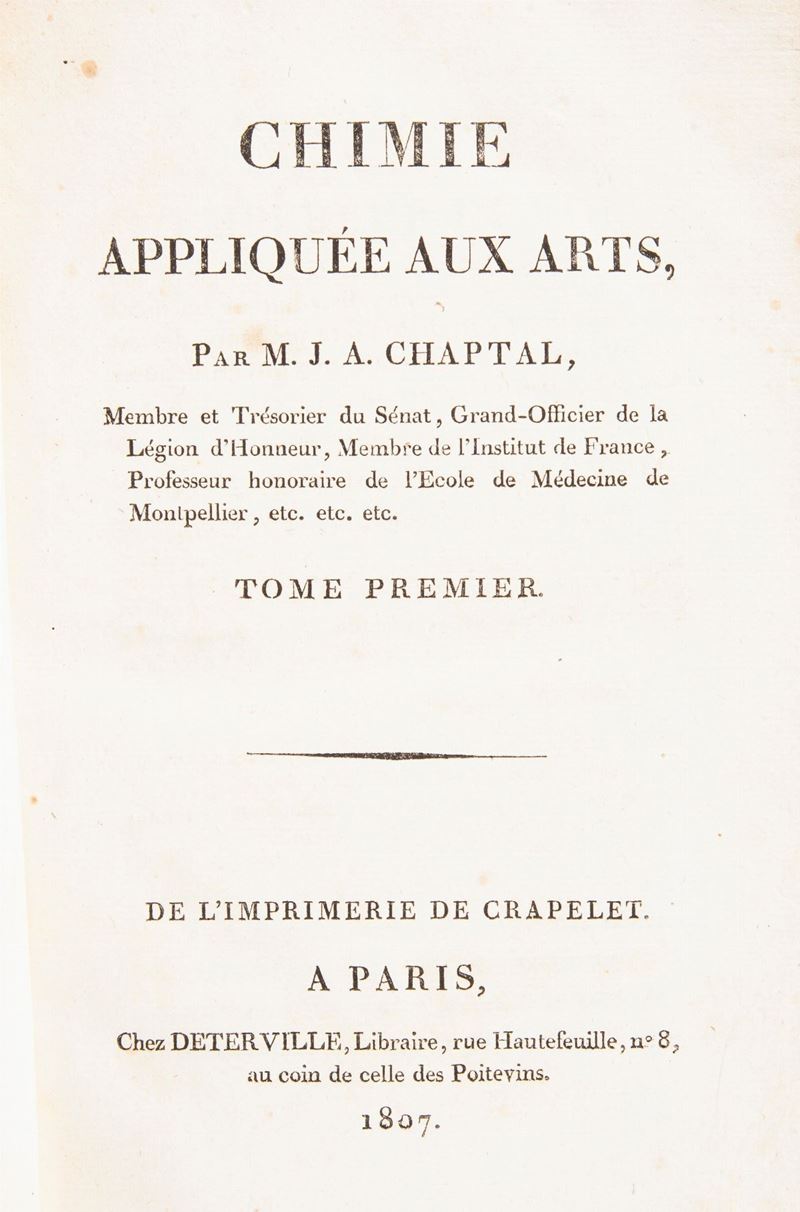 Jean Antoine Chaptal - Chimie appliquee aux Arts