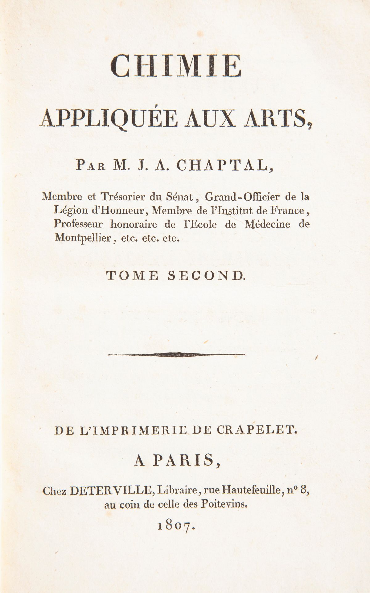 Jean Antoine Chaptal - Chimie appliquee aux Arts