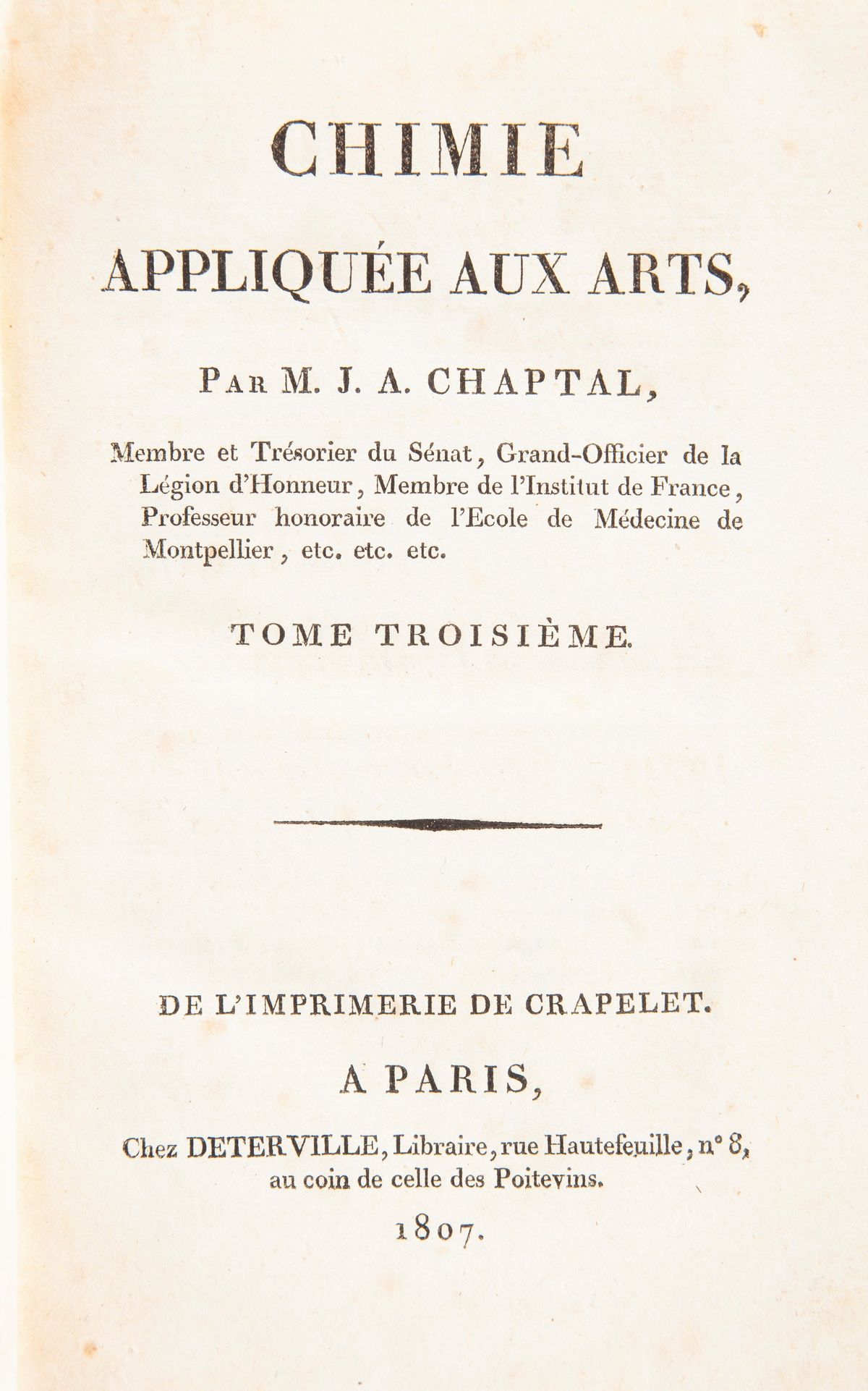 Jean Antoine Chaptal - Chimie appliquee aux Arts