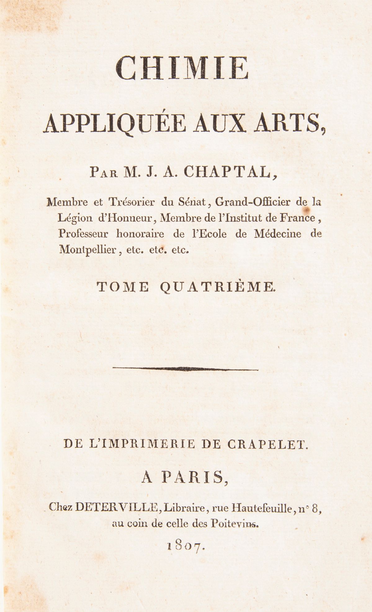Jean Antoine Chaptal - Chimie appliquee aux Arts