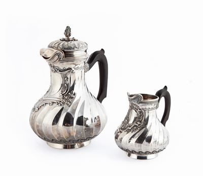Caffettiera e Lattiera in Argento 800/1000, Boin Tabouret, Parigi, Dopo il 1873