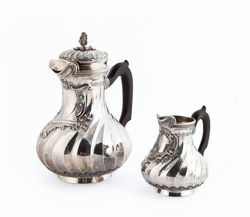 Caffettiera e Lattiera in Argento 800/1000, Boin Tabouret, Parigi, Dopo il 1873