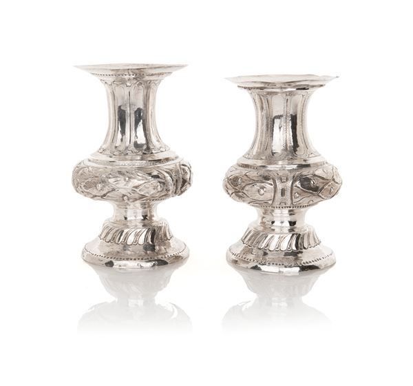 Due antichi vasi in argento, Venezia, seconda metà del XVIII secolo
