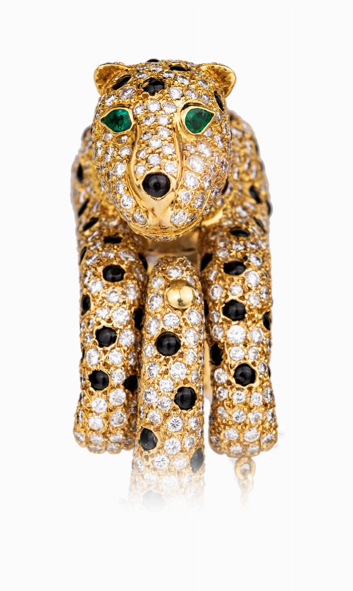 Parure a Soggetto Animalier di Girocollo, Bracciale ed Anello in Oro, Brillanti ed Onice