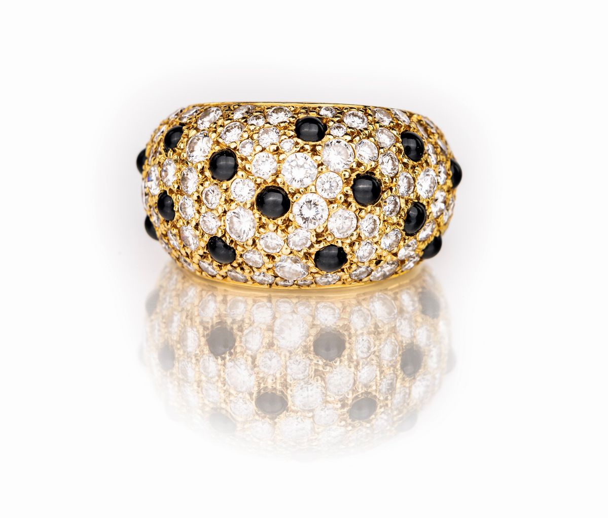 Parure a Soggetto Animalier di Girocollo, Bracciale ed Anello in Oro, Brillanti ed Onice