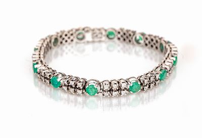 Bracciale in Oro, Diamanti e Smeraldi