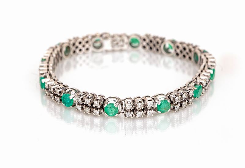 Bracciale in Oro, Diamanti e Smeraldi