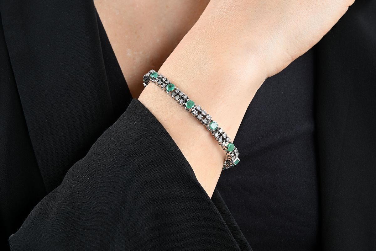 Bracciale in Oro, Diamanti e Smeraldi