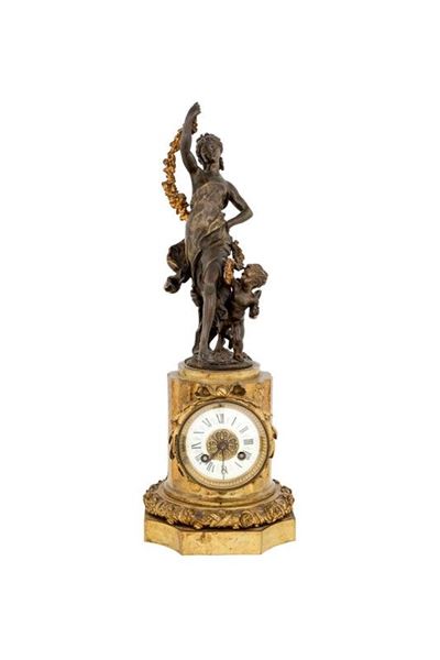 Orologio in Bronzo Dorato e Brunito
