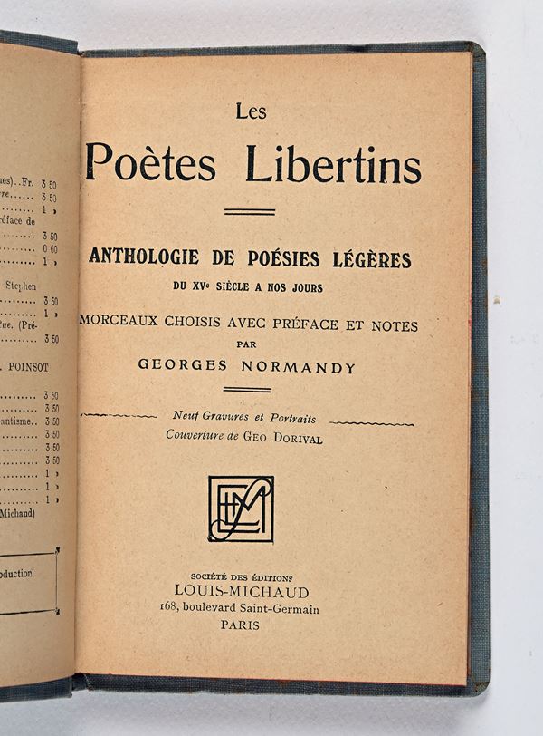 Normandy, Georges - LES POÈTES LIBERTINS. ANTHOLOGIE DE POÉSIES LÉGÈRES DU XVE SIÈCLE A NOS JOURS