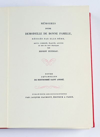 Feydeau, E. (a Cura Di) - Mémoires D’une Demoiselle De Bonne Famille, Rédigés Par elle-Même.