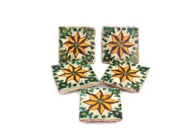 Cinque Mattonelle in Maiolica Dipinta