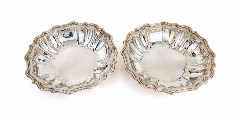 Coppia di Vaschette in Argento, Venezia, Punzone Leone in Moeca, Fine del XIX/inizi XX Secolo