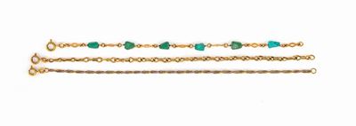 Gruppo Tre Bracciali in Oro e Turchese