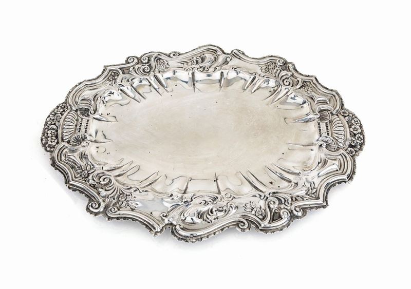 Vassoio Ovale in Argento 800/000, Fine XIX/inizi XX Secolo