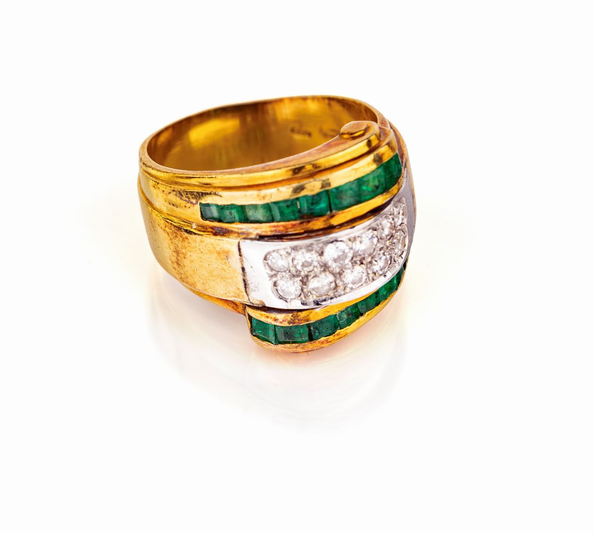 Anello in Oro, Brillanti e Smeraldi