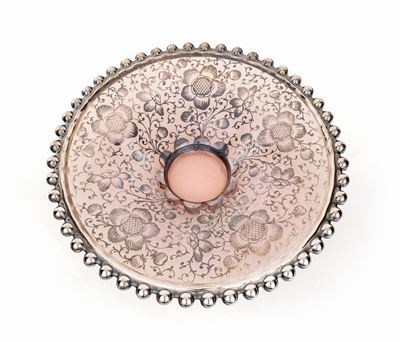 Centrotavola in Vetro Ametista e Argento, Produzione Vetraria Muranese del Novecento