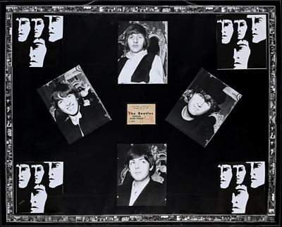 Biglietto Concerto Beatles con Collage di Foto dei Beatles