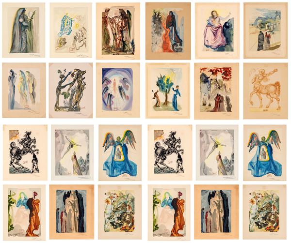Lotto di 24 grafiche di Salvador Dalì dalla Divina Commedia 