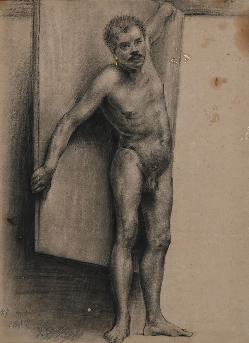 Giuseppe Bertini - Nudo Accademico, carboncino su carta