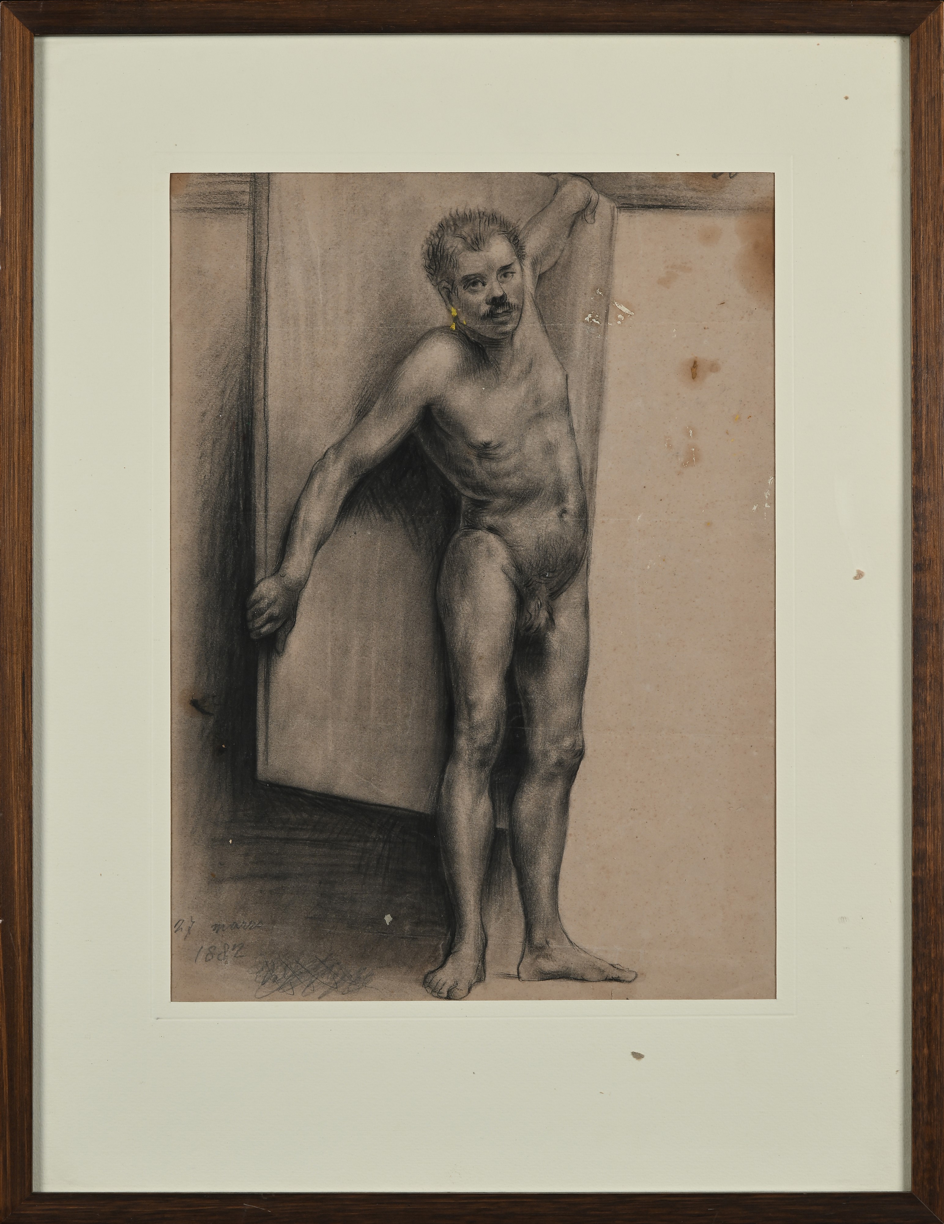 Giuseppe Bertini - Nudo Accademico, carboncino su carta