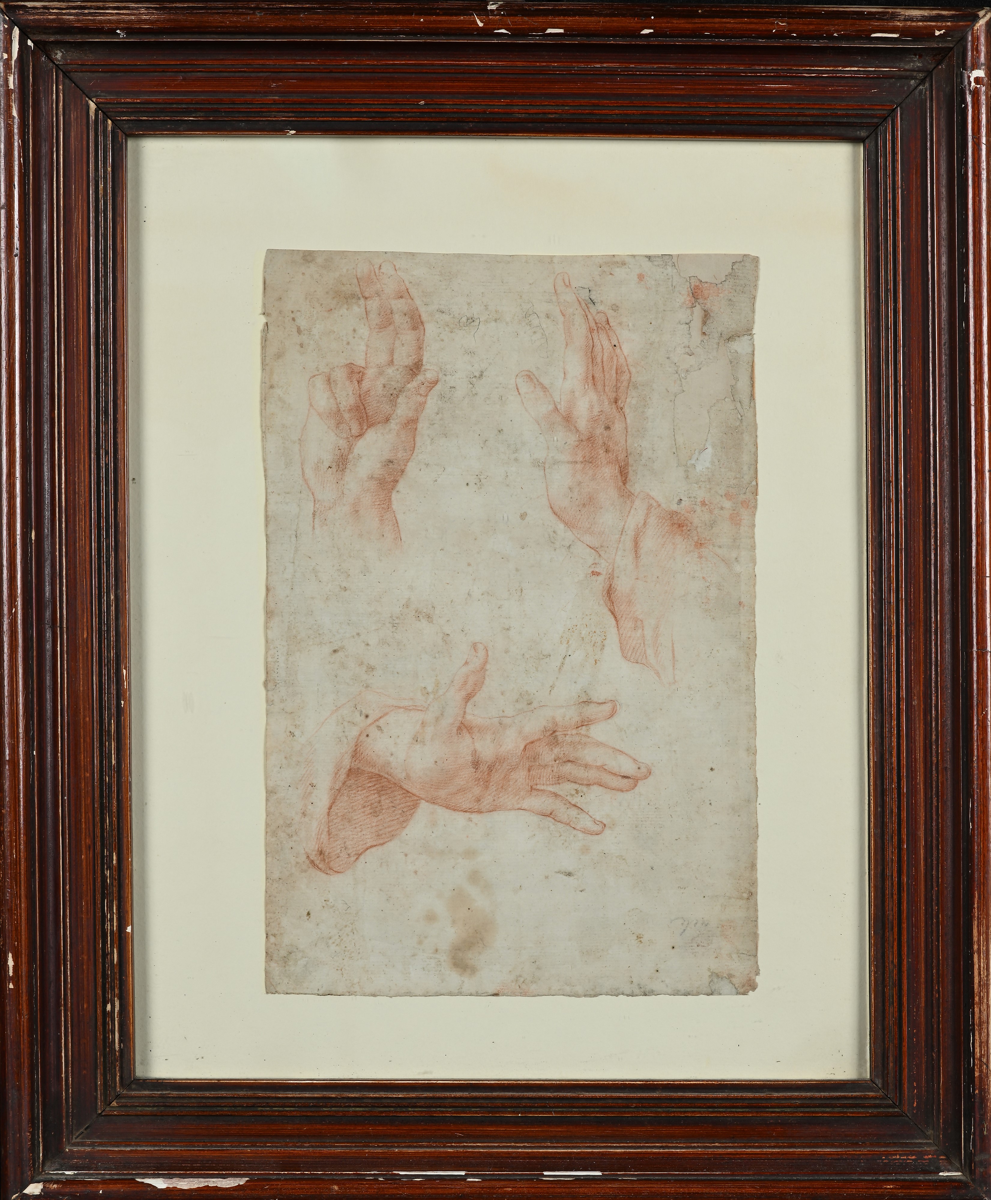 Giulio Cesare Procaccini - Studio di mani, pietra rossa su carta