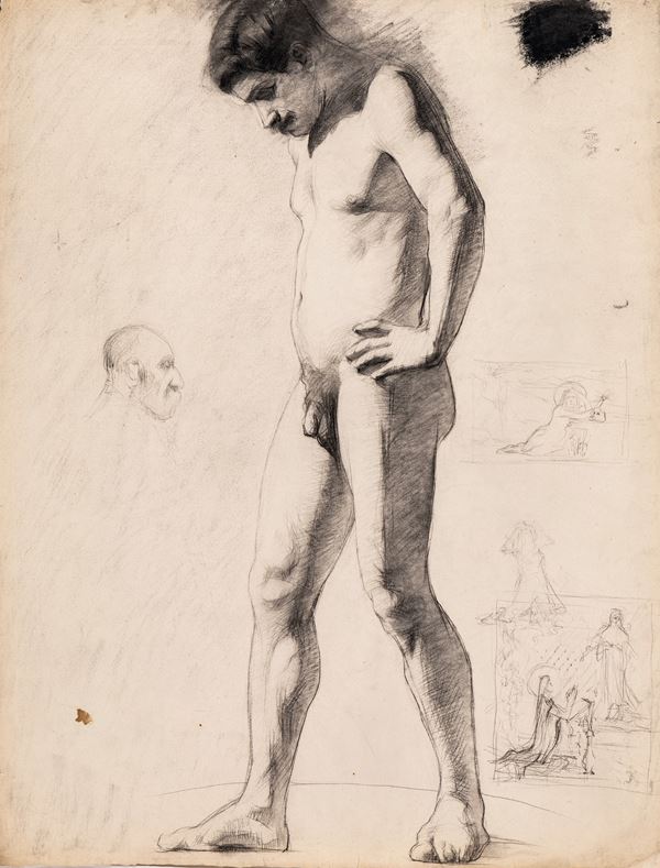 Jean Veber - Nudo Accademico con scene religiose e una caricatura