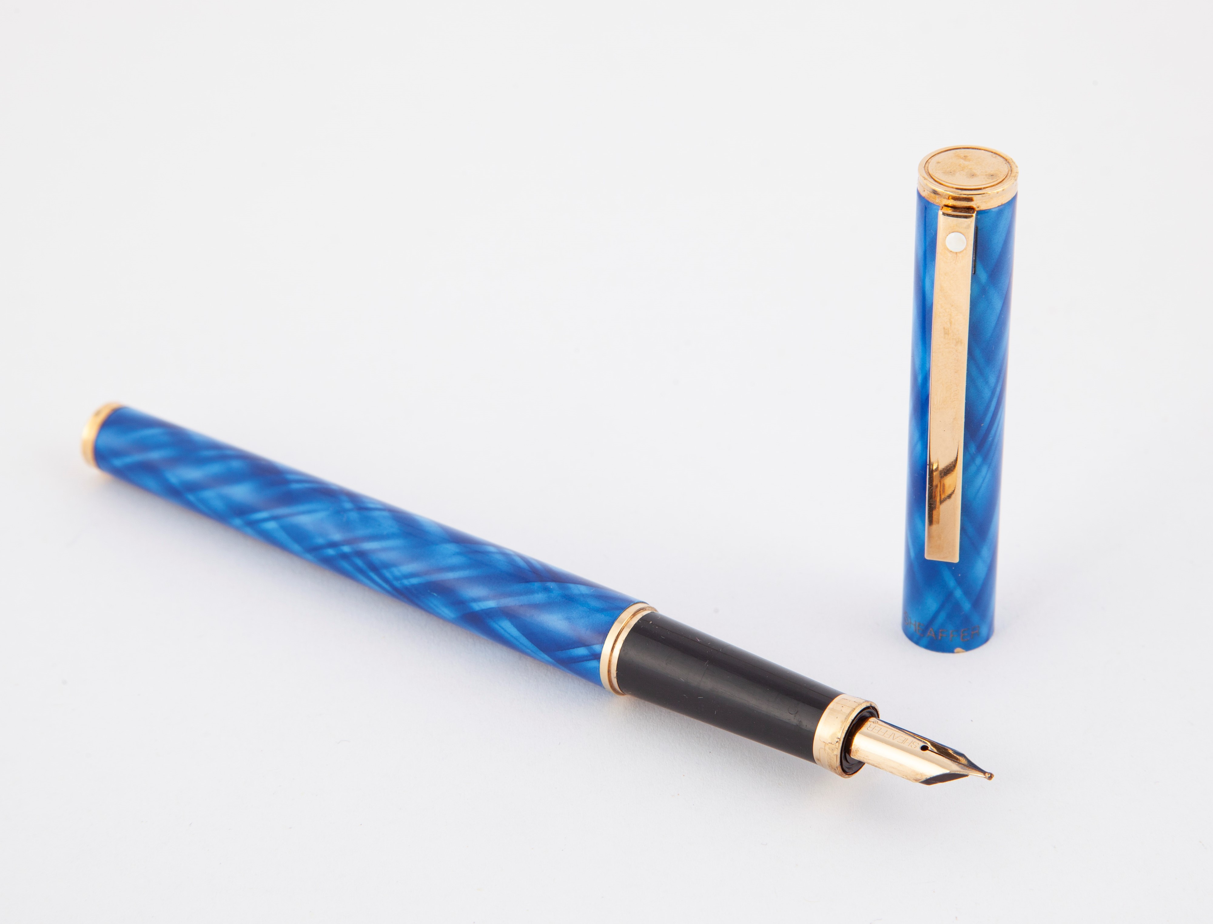 Sheaffer Blu - Penna Stilografica in Metallo Dorato e Smalto