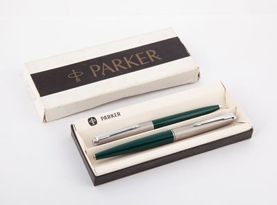 Parker 75 - Penna Stilografica e Penna a Sfera in Acciaio Satinato e Resina Verde